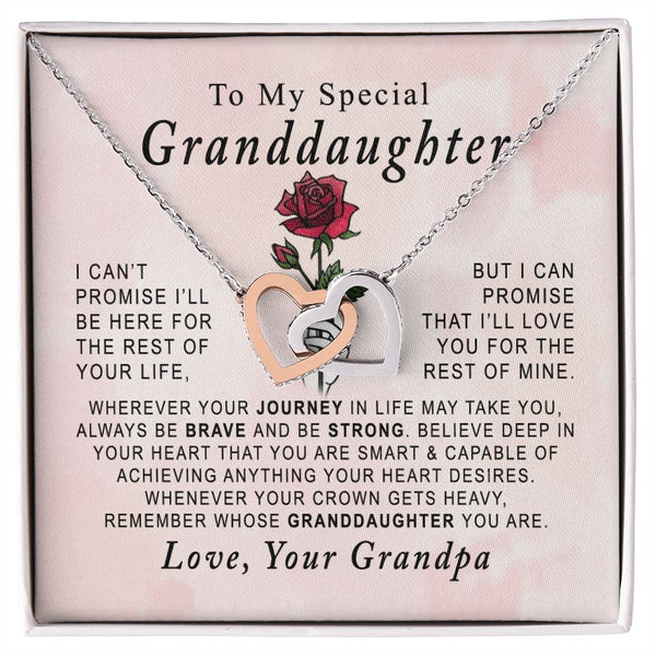 To My Special Granddaughter Interlocking Hearts Necklace Gift From Grandpa
