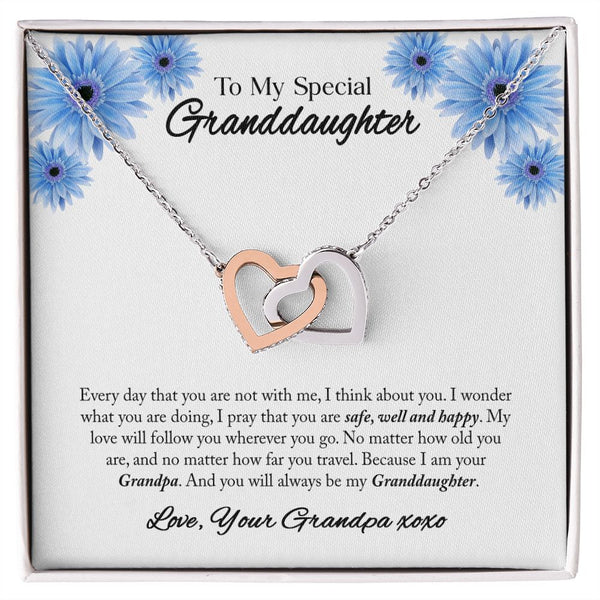 To My Granddaughter Interlocking Hearts Necklace Gift From Grandpa