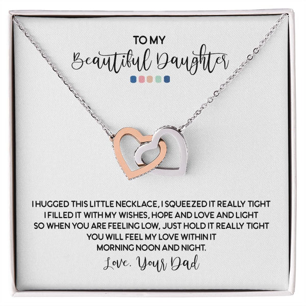 To My Beautiful Daughter Interlocking Hearts Necklace Gift From Dad