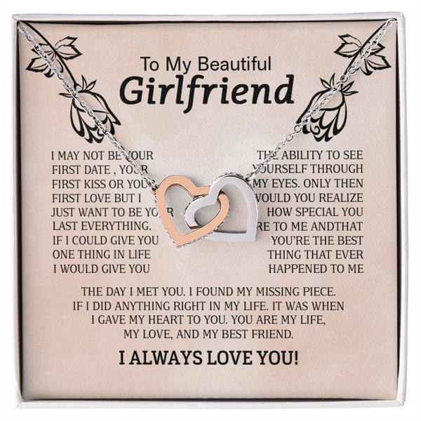 To My Beautiful Girlfriend Interlocking Hearts Necklace Gift From Boyfriend