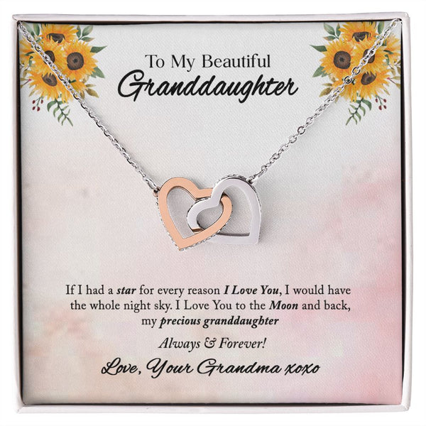 To My Beautiful Granddaughter Interlocking Hearts Necklace Gift From Grandma