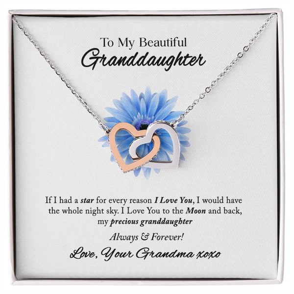 To My Beautiful Granddaughter Interlocking Hearts Necklace Gift From Grandma