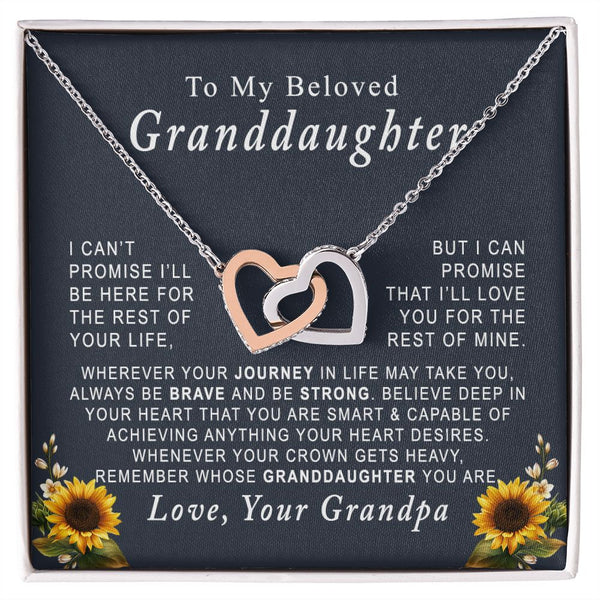 To My Beloved Granddaughter Interlocking Hearts Necklace Gift From Grandpa