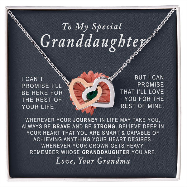 To My Special Granddaughter Interlocking Hearts Necklace Gift From Grandma