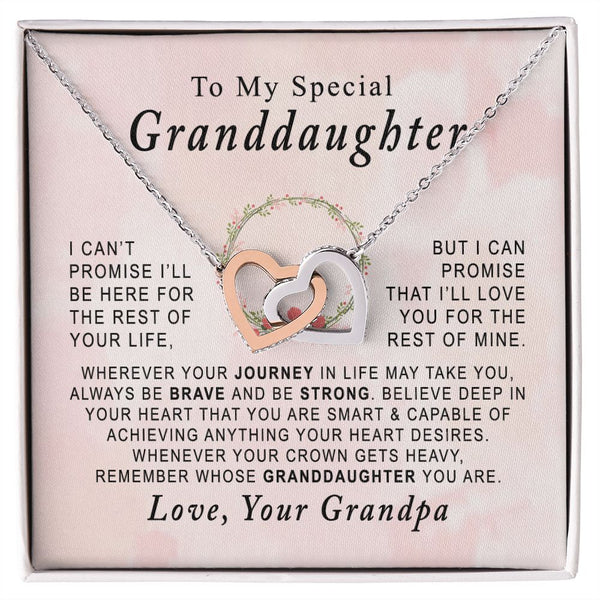 To My Special Granddaughter Interlocking Hearts Necklace Gift From Grandpa