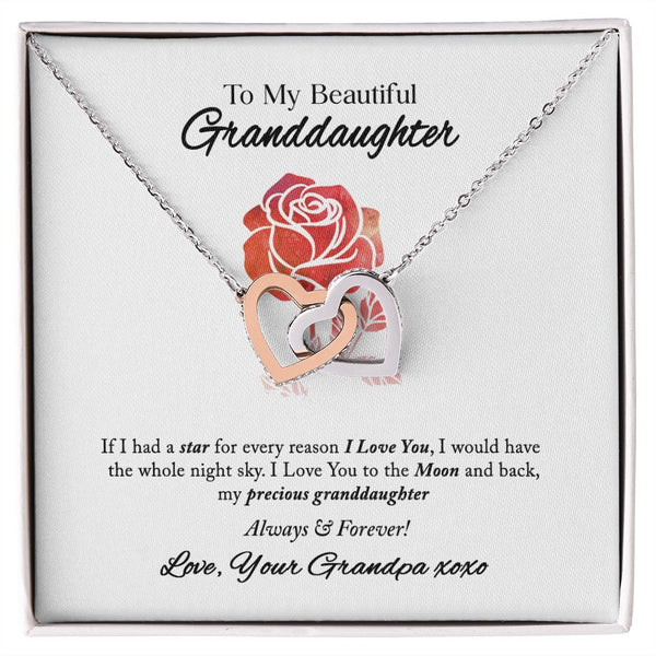 To My Beautiful Granddaughter Interlocking Hearts Necklace Gift From Grandpa