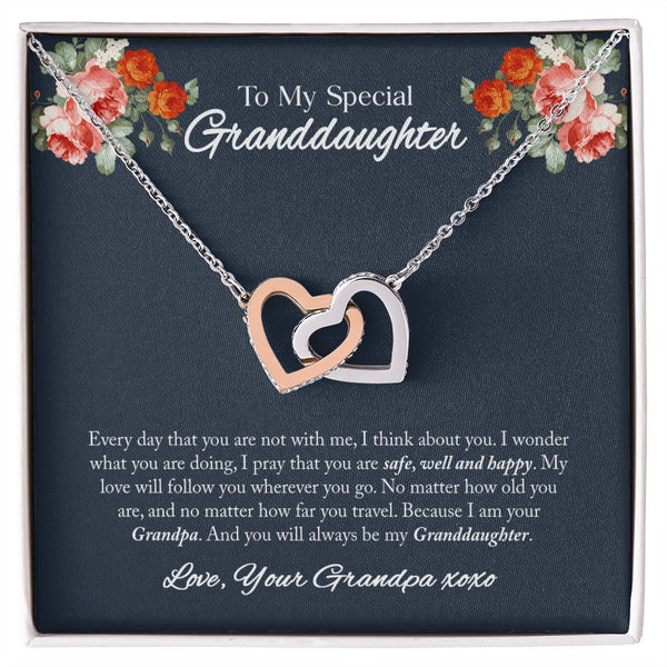 To My Granddaughter Interlocking Hearts Necklace Gift From Grandpa