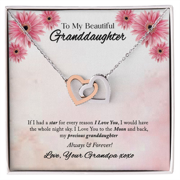 To My Beautiful Granddaughter Interlocking Hearts Necklace Gift From Grandpa