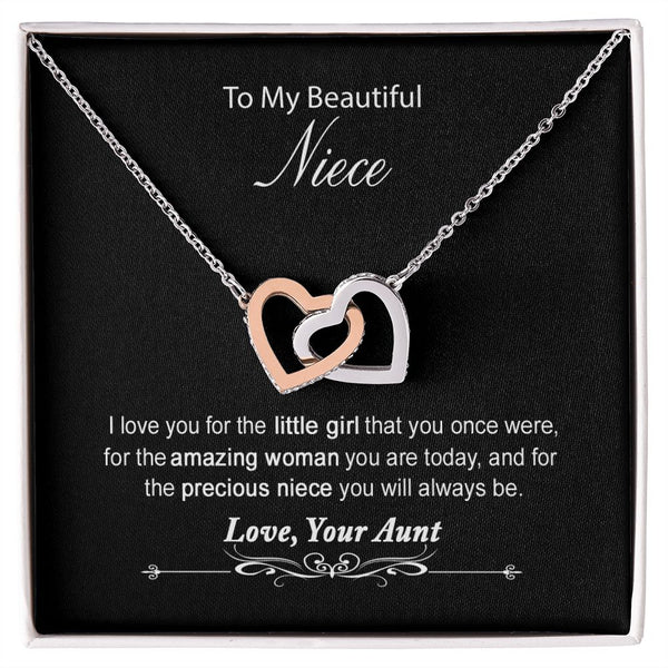 To My Beautiful Niece Interlocking Hearts Necklace Gift From Aunt