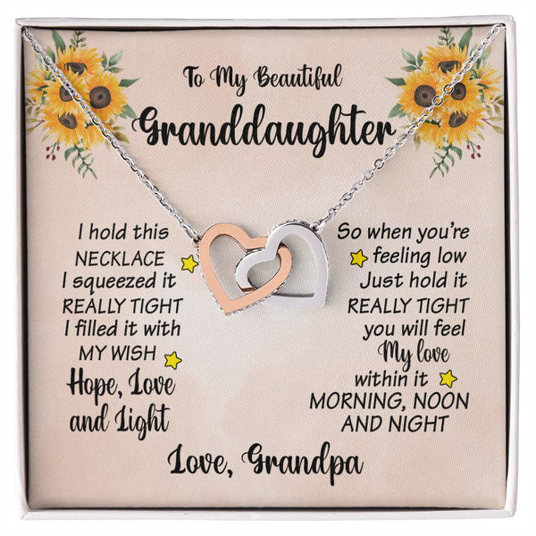 To My Beautiful Granddaughter Interlocking Hearts Necklace Gift From Grandpa