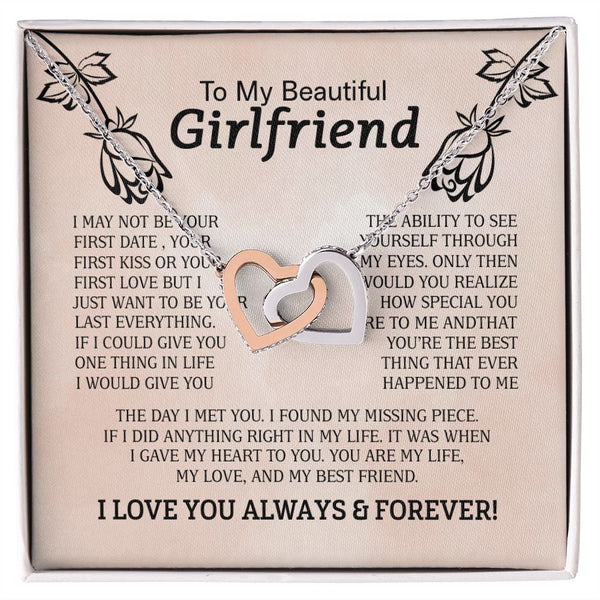 To My Beautiful Girlfriend Interlocking Hearts Necklace Gift From Boyfriend