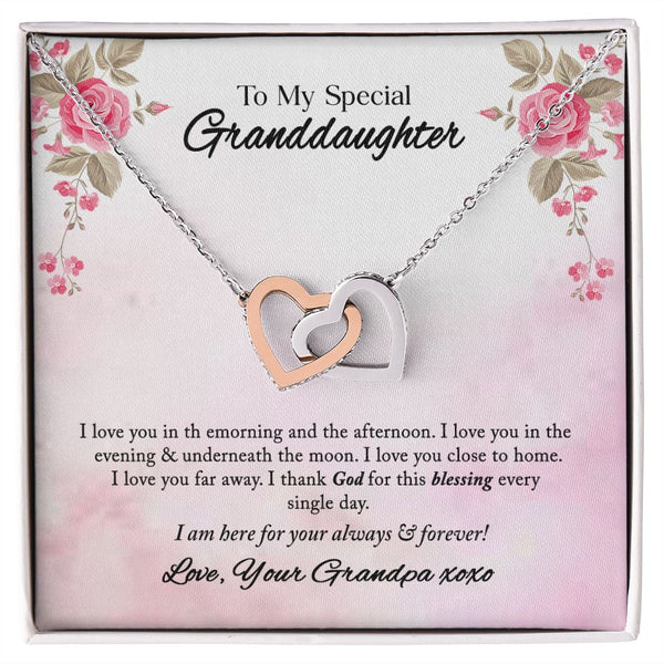 To My Special Granddaughter Interlocking Hearts Necklace Gift From Grandpa