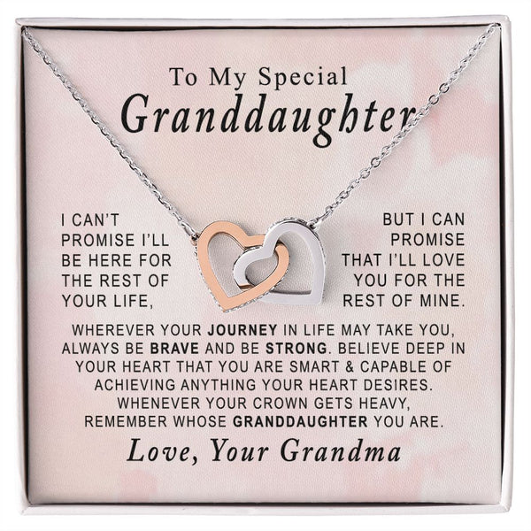 To My Special Granddaughter Interlocking Hearts Necklace Gift From Grandma