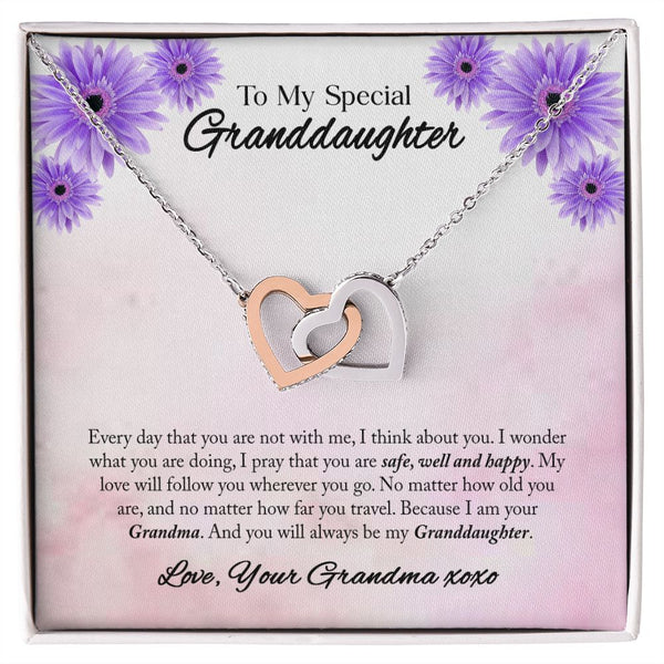 To My Special Granddaughter Interlocking Hearts Necklace Gift From Grandma