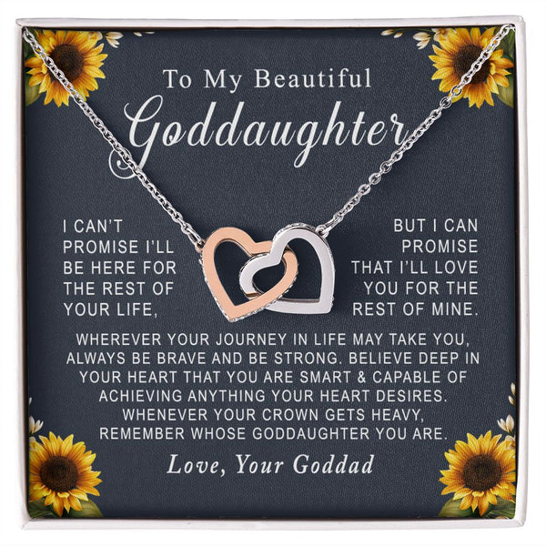 To My Beautiful Goddaughter Sunflowers Interlocking Hearts Necklace Gift From Godfather