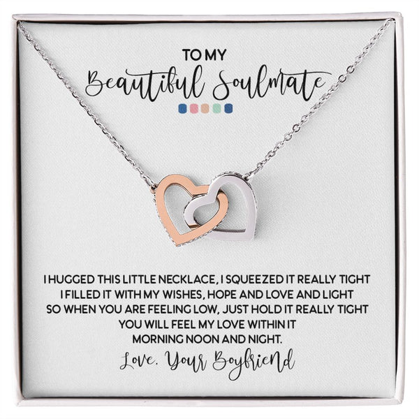 To My Beautiful Soulmate Interlocking Hearts Necklace Gift From Boyfriend