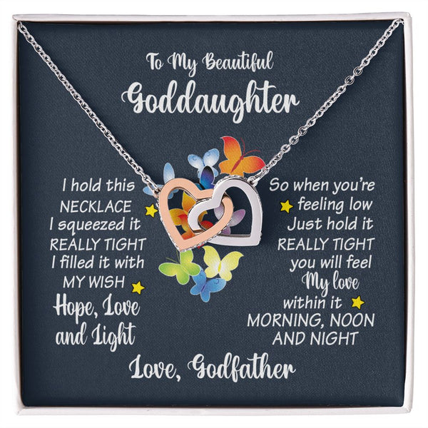 To My Beautiful Goddaughter Interlocking Hearts Necklace Gift From Godfather