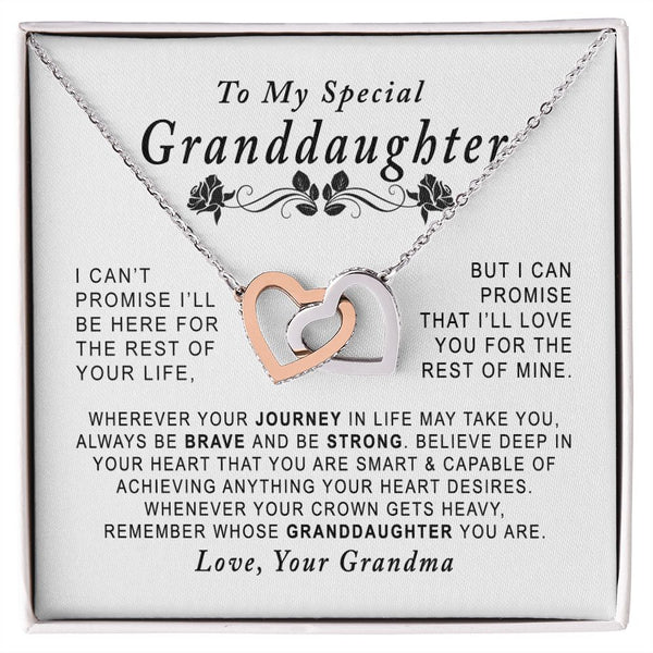 To My Special Granddaughter Interlocking Hearts Necklace Gift From Grandma