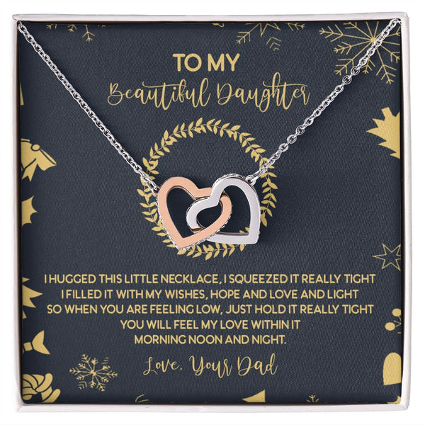 To My Beautiful Daughter Christmas Interlocking Hearts Necklace Gift From Dad