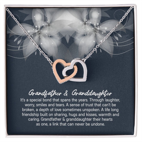 Grandfather & Granddaughter It's A Special Bond Interlocking Hearts Necklace Gift