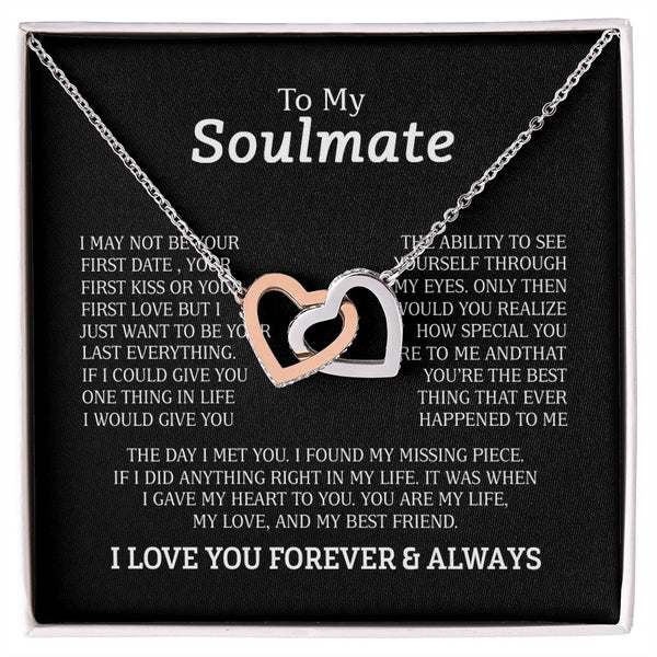 To My Beautiful Soulmate Necklace Interlocking Hearts Necklace Gift From Boyfriend or Husband