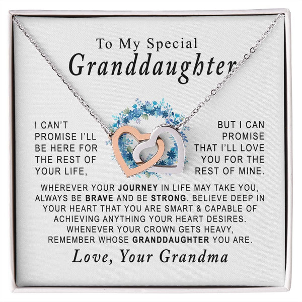 To My Special Granddaughter Interlocking Hearts Necklace Gift From Grandma