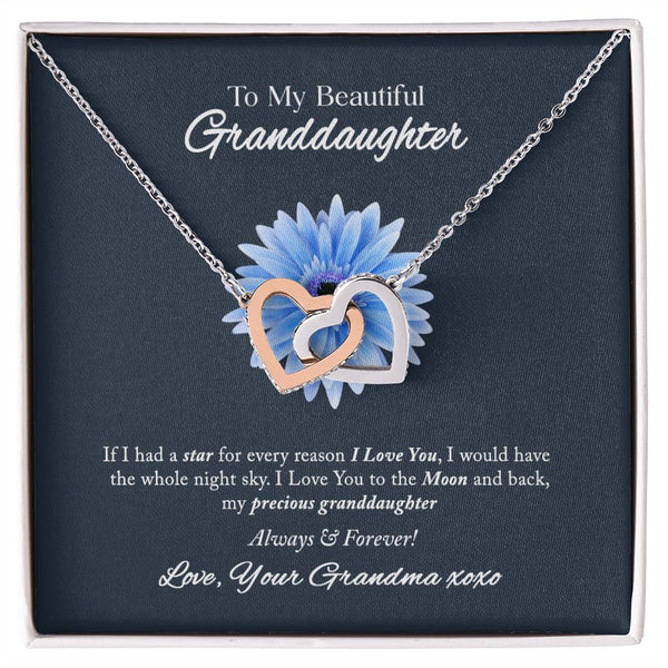 To My Beautiful Granddaughter Interlocking Hearts Necklace Gift From Grandma