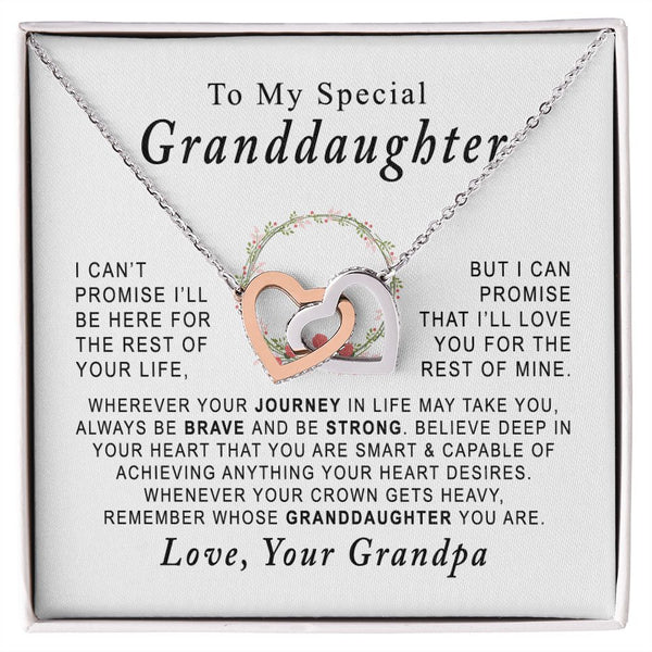 To My Special Granddaughter Interlocking Hearts Necklace Gift From Grandpa