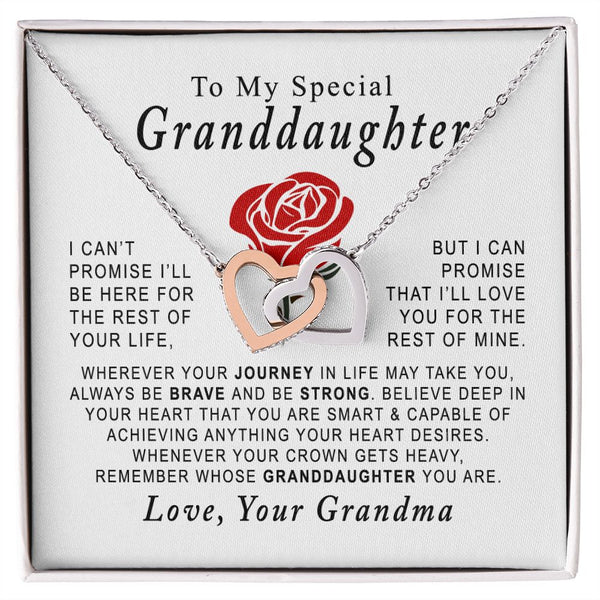 To My Special Granddaughter Interlocking Hearts Necklace Gift From Grandma
