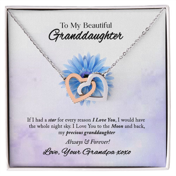 To My Beautiful Granddaughter Interlocking Hearts Necklace Gift From Grandpa