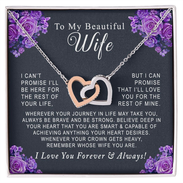 To My Beautiful Wife Flower Interlocking Hearts Necklace Gift From Husband