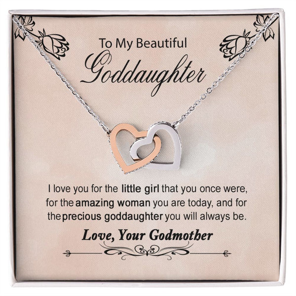 To My Beautiful Goddaughter Interlocking Hearts Necklace Gift From Godmother