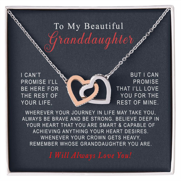 To My Beautiful Granddaughter Christmas Interlocking Hearts Necklace Gift From Grandma or Grandpa