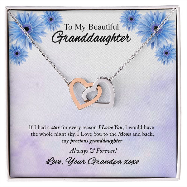 To My Beautiful Granddaughter Interlocking Hearts Necklace Gift From Grandpa