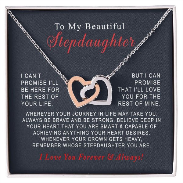 To My Beautiful Stepdaughter Christmas Interlocking Hearts Necklace Gift From Stepmother or Stepfather