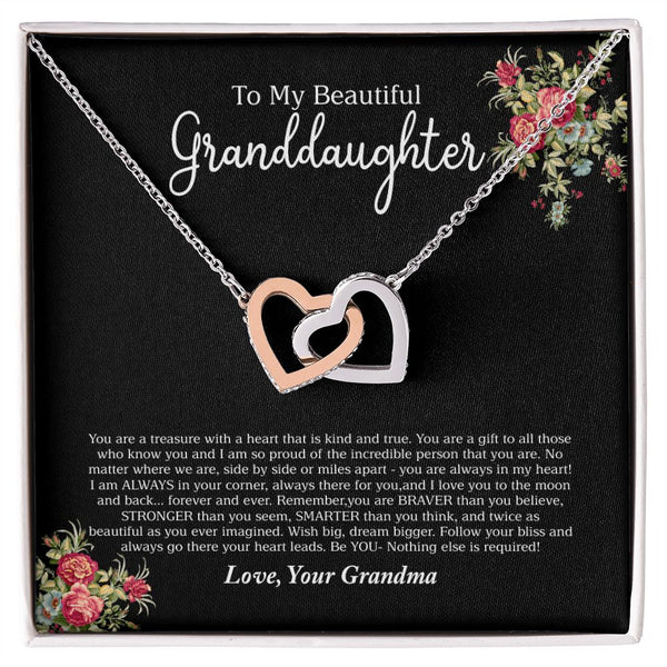 To My Granddaughter Interlocking Hearts Necklace Gift From Grandma