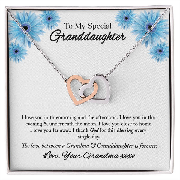 To My Special Granddaughter Interlocking Hearts Necklace Gift From Grandma