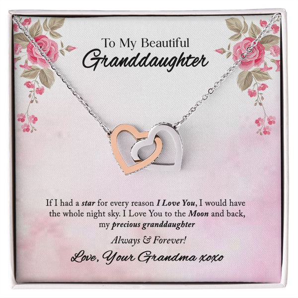 To My Beautiful Granddaughter Interlocking Hearts Necklace Gift From Grandma
