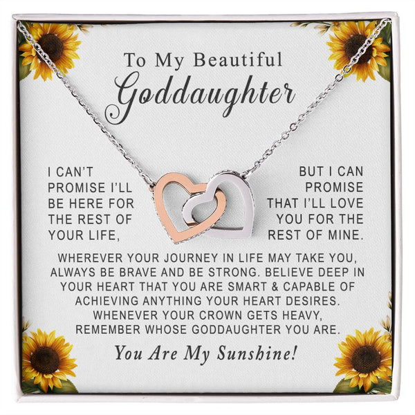To My Beautiful Goddaughter Interlocking Hearts Necklace Gift From Godmother or Godfather