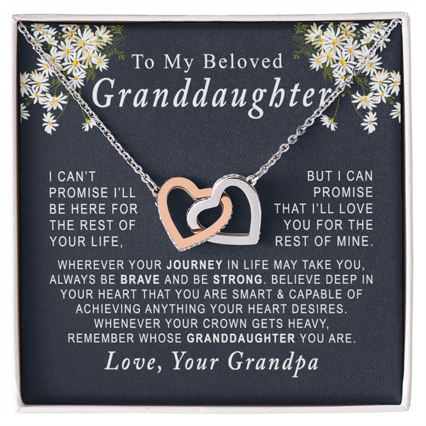 To My Beloved Granddaughter Interlocking Hearts Necklace Gift From Grandpa