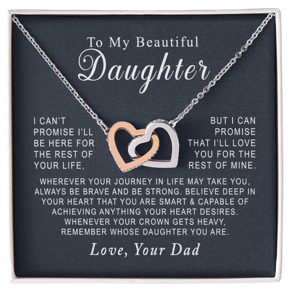 To My Beautiful Daughter Interlocking Hearts Necklace Gift From Dad