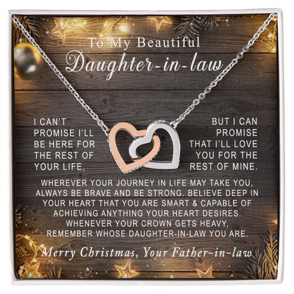 To My Beautiful Daughter-in-law Christmas Interlocking Hearts Necklace Gift From Father-in-law