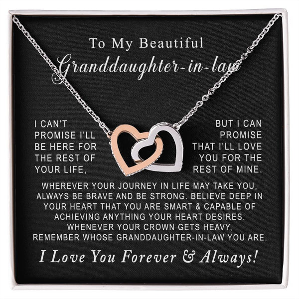 To My Beautiful Granddaughter-in-law Interlocking Hearts Necklace Gift From Grandmother-in-law or Grandfather-in-law