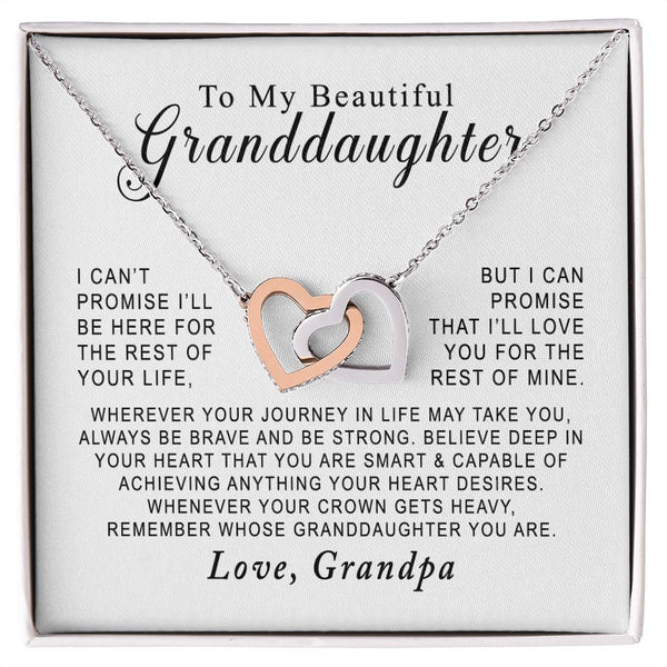To My Beautiful Granddaughter Interlocking Hearts Necklace Gift From Grandpa