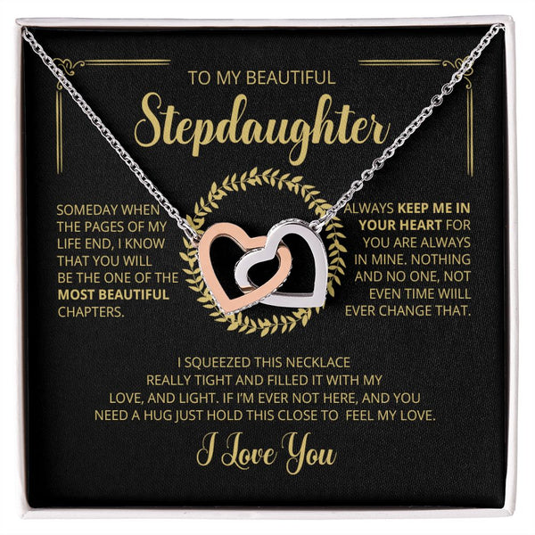 To My Beautiful Stepdaughter Interlocking Hearts Necklace Gift From Stepmother or Stepfather
