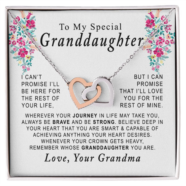 To My Special Granddaughter Interlocking Hearts Necklace Gift From Grandma