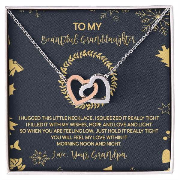 To My Beautiful Granddaughter Christmas Interlocking Hearts Necklace Gift From Grandpa