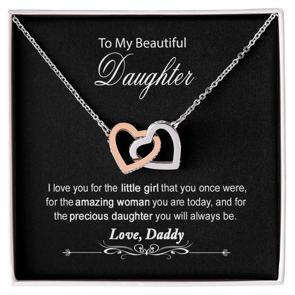 To My Beautiful Daughter Interlocking Hearts Necklace Gift From Daddy