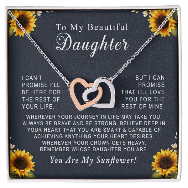 To My Beautiful Daughter Interlocking Hearts Necklace Gift From Mother or Father
