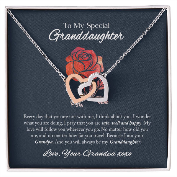 To My Granddaughter Interlocking Hearts Necklace Gift From Grandpa